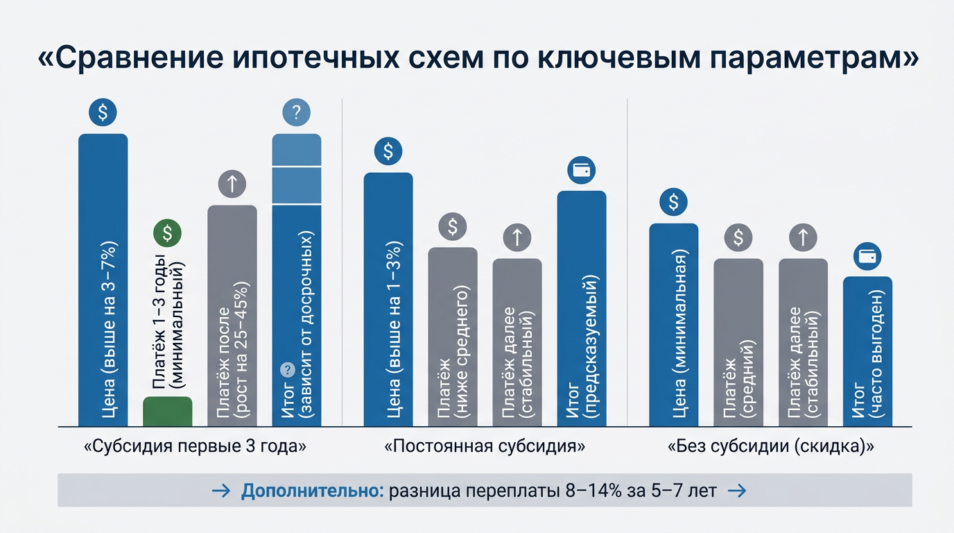 Сравнение ипотечных схем по ключевым параметрам